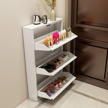 Modern Steel Slim Narrow Shoe Storage Cabinets Wall Mounted Black/White